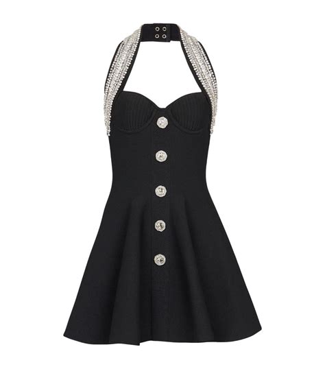 Womens Balmain Black Halterneck Mini Dress Harrods UK