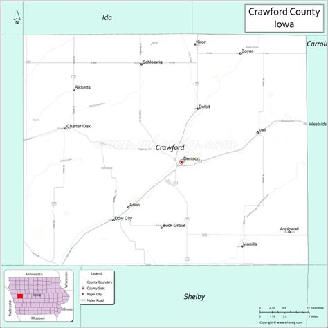 Map Of Crawford County Iowa Where Is Located Cities Population