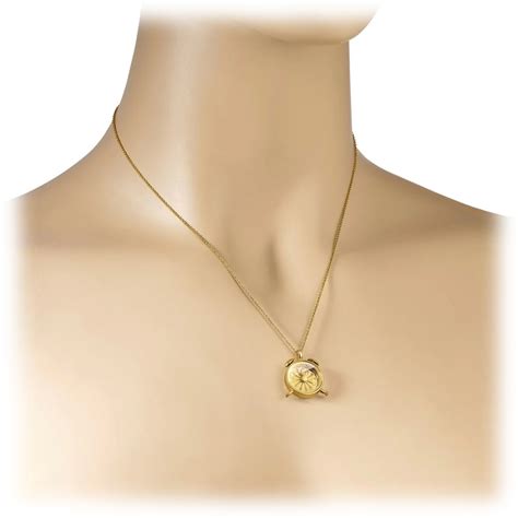 Ness1 Alarm Necklace 18kt Yellow Gold And Diamond Time Collection Handcrafted Necklace