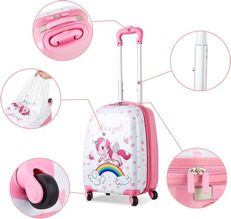 Costway Valise Enfant Roulettes Sac Dos Ensemble De