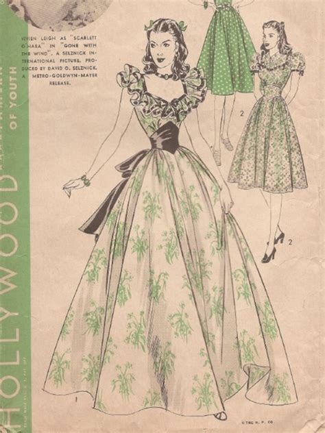 Scarlett Ohara Gone With The Wind Dress Pattern 1940