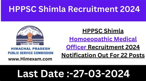 HPPSC Shimla Homoeopathic Medical Officer Recruitment 2024 Notification