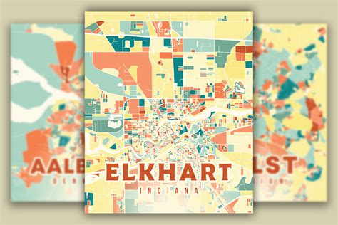 Elkhart Indiana Colorful Map Graphic by Poster Boutique · Creative Fabrica