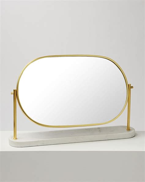 Oval White Marble Gold Dressing Table Mirror Oliver Bonas