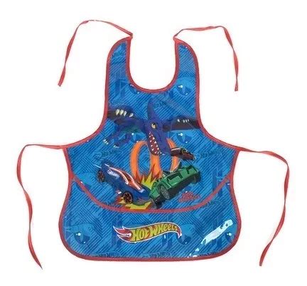 Avental Infantil Azul Hot Wheels Dino Wipeout Luxcel Parcelamento Sem Juros