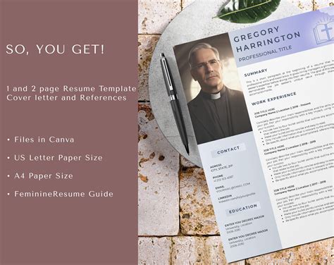 Pastor Resume Template For Canva Church Resume Religion Cv Chaplain