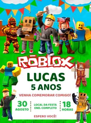 Convite Aniversário Roblox Edite grátis nosso editor online