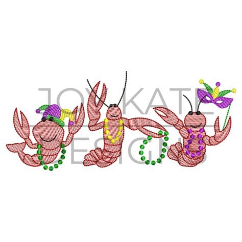 Crawfish Trio Sketch Embroidery Design Joy Kate Designs