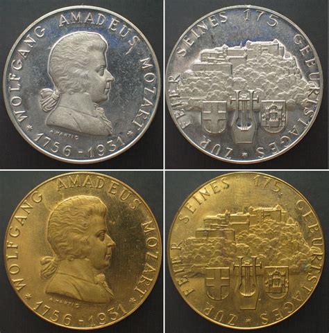 Österreich Medaillen AUSTRIA 2 x Medal 1931 MOZART silver gilt