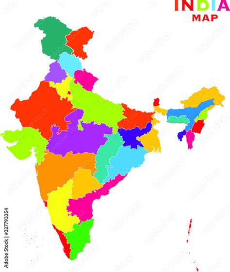 colorful india map of 2020 colour india map Stock Vector | Adobe Stock