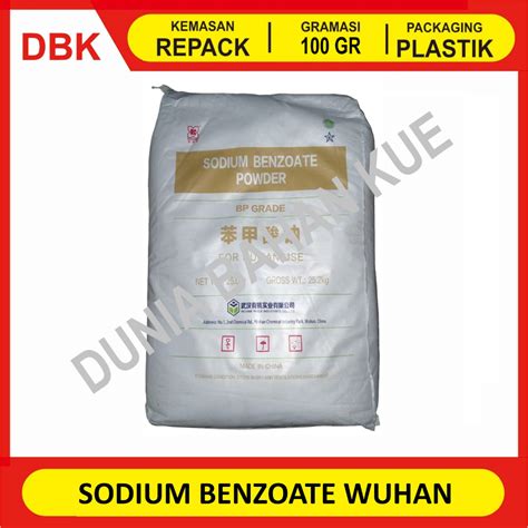 Jual SODIUM BENZOATE WUHAN CHINA REPACK 100 GR PENGAWET FOOD GRADE