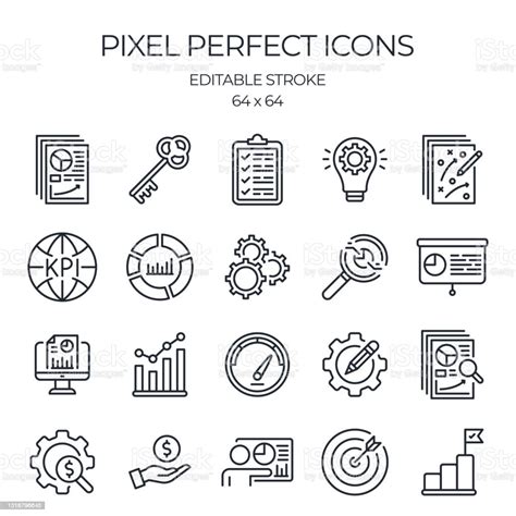 Kpi Key Performance Indicators Concept Related Editable Stroke Outline