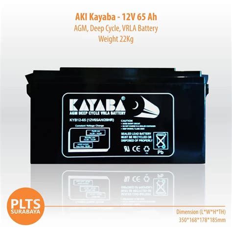 Jual Kayaba Baterai Kering Vrla 65ah Aki Solarcell Surabaya Plts Surabaya