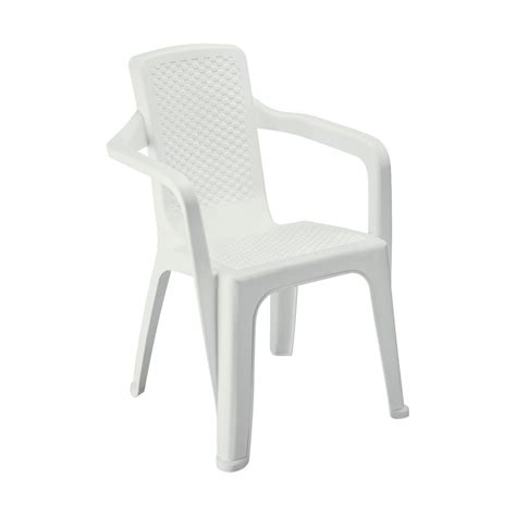 Silla plástica con brazos rattan blanca Sillas para patio