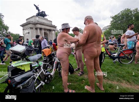 World Naked Bike Ride Through Central London Protesting Oil Dependency Stock Photo Alamy