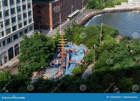 Brooklyn, NY / USA - JUL 31 2018: Main St. Playground in Brooklyn ...