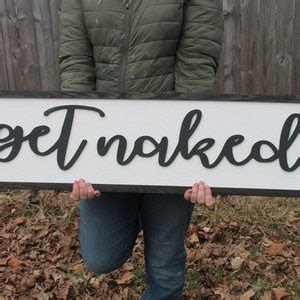 Get Naked Wood Sign Bathroom Sign Shower Decor Bath Raised Text Decor Large Over Sized