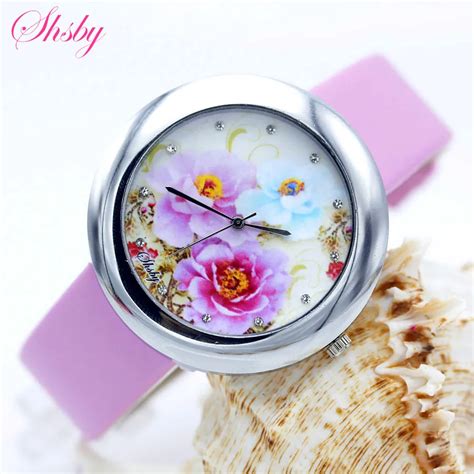 Shsby Fiori Di Marca Cinturino In Pelle Orologi Delle Donne Della