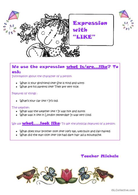 Expression With Like English Esl Worksheets Pdf Doc