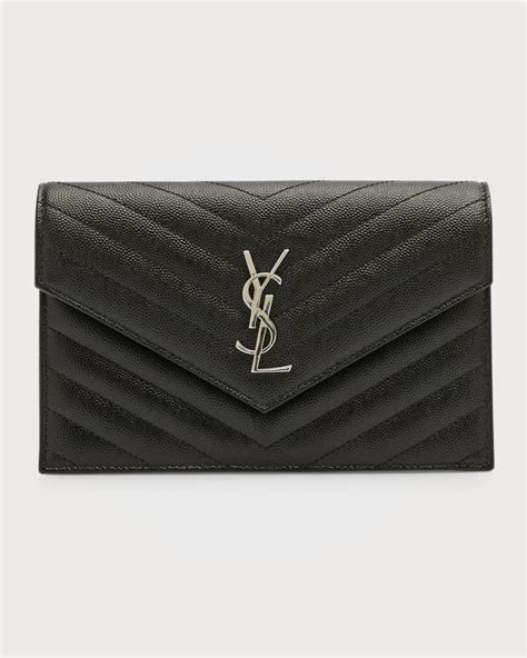 Saint Laurent Kate Ysl Python Embossed Wallet On Chain Neiman Marcus