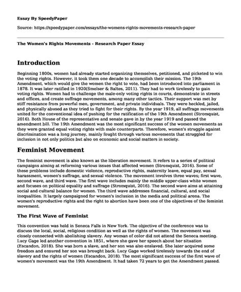 The Women S Rights Movements Research Paper Speedypaper