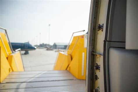 Open Door To A Large Airliner As Seen From Inside Aircraft Door Frame