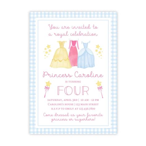 Printable Princess Invitation, Princess Party Invitation, Watercolor ...