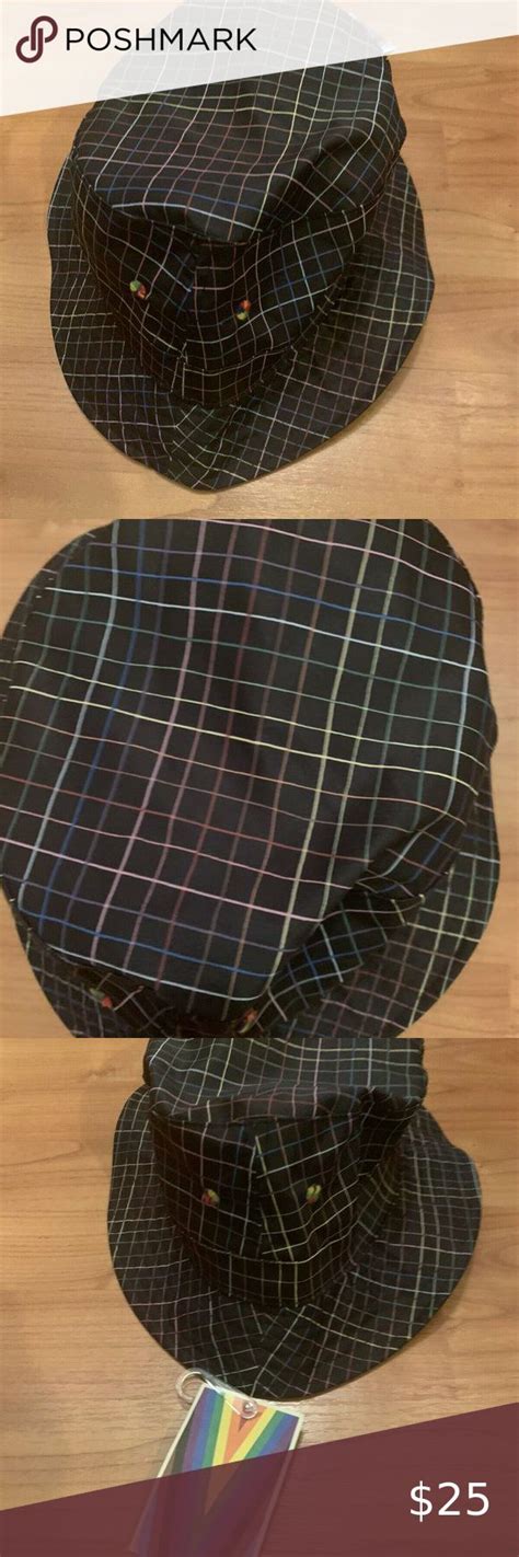 Take Pride Unisex Adult Bucket Hat Black Rainbow Plaid Gay Pride Hat