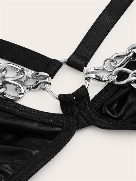 Romwe Grunge Punk Pack Chain Linked Harness Lingerie Set Shein Usa