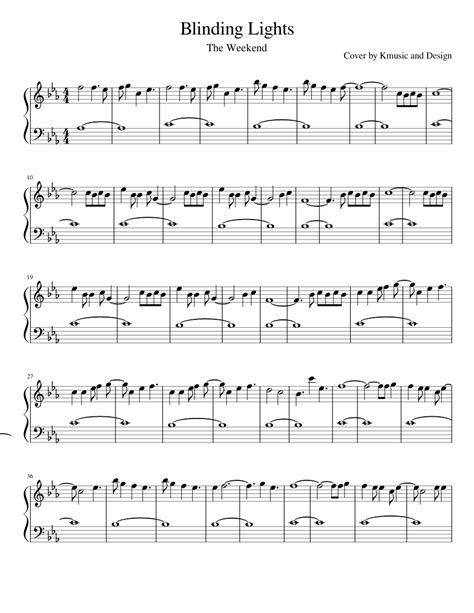 Blinding Lights Sheet Music For Piano Solo Easy