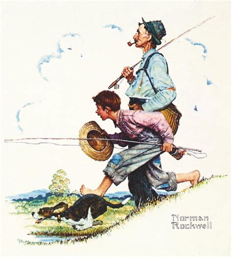 Going Fishing Norman Rockwell 1948 Art Father Son Painting Etsy