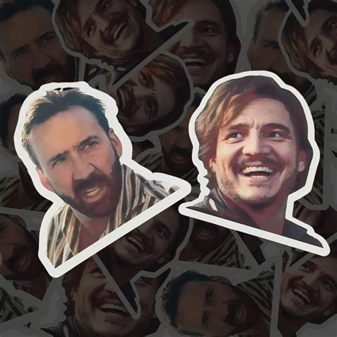 Pedro Pascal & Nicolas Cage Stickers, Laptop Decal, Meme Stickers ...