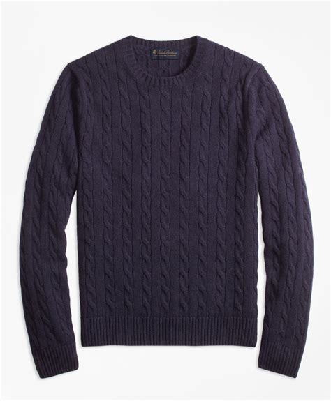 Lyst Brooks Brothers Two Ply Cashmere Cable Crewneck Sweater In Blue