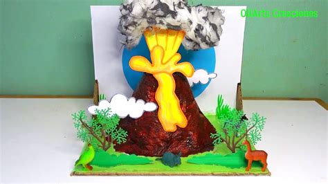 Maqueta De Un Volcan En Erupción Con Reciclaje Proyecto Casero Model