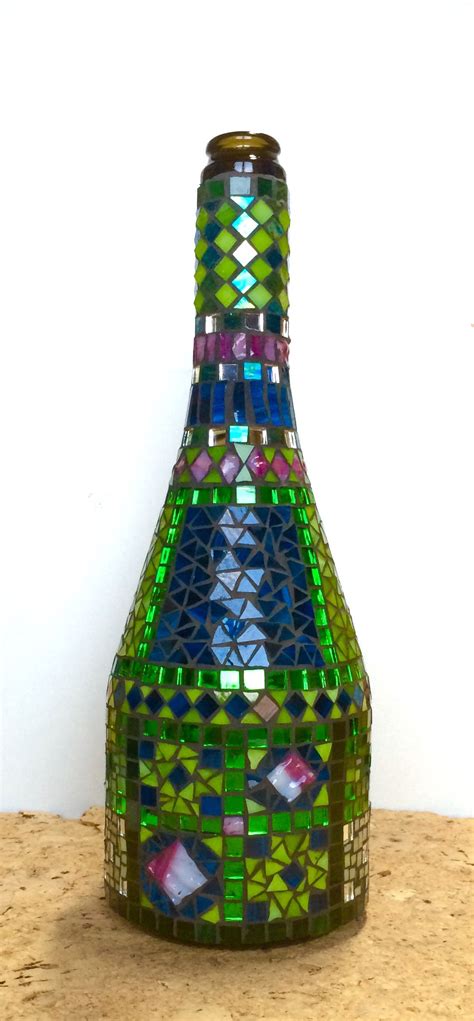 Mosaic Bottle Stained Glass By Clara Baratti Mosaic Projects Art Projects Mosaic Bottles