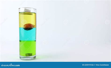 Liquid Or Layer Density Experiment Using 3 Separate Layers Consisting