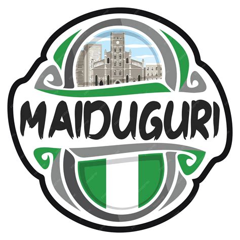 Premium Vector | Maiduguri nigeria flag travel souvenir sticker skyline