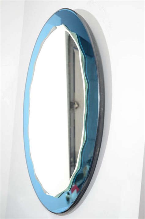 Custom Oval Wave Mirror in Cerulean Blue Mirror Frame For Sale at 1stDibs | custom oval mirror