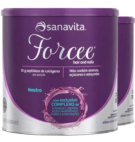 Kit 2 Colágeno Forcee Unhas E Cabelos 330g Sanavita Neutro MercadoLivre