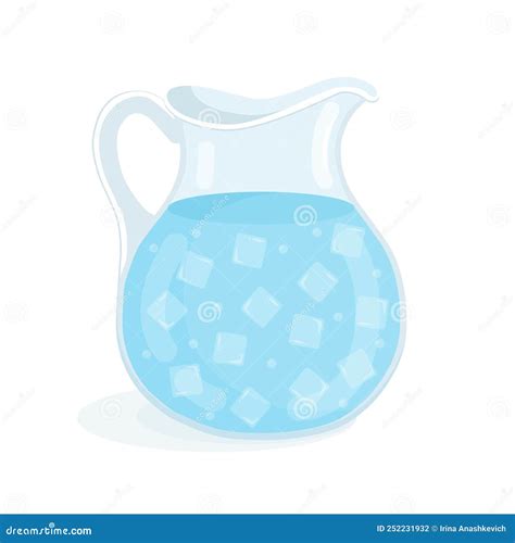 Eau Potable Dans Une Carafe De Verre Avec Glace Illustration