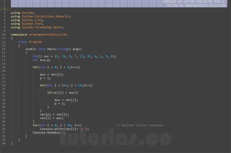 Ciclo For Visualstudio C Ordenamiento Seleccion Tutorias Co