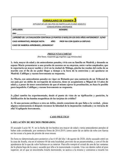 Formulario 3 Ordina 21 Examen del año 2019 2020 de estudio de los