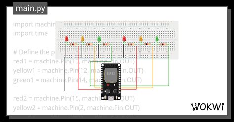 Two Way Traffic Light Wokwi ESP32 STM32 Arduino Simulator