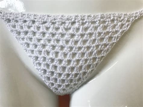 Hand Crochet Bikini Bottom Microkini Thong Boho Monokini Etsy