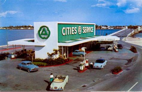 Cities Service gas station on a Miami Beach causeway. | Old gas ...