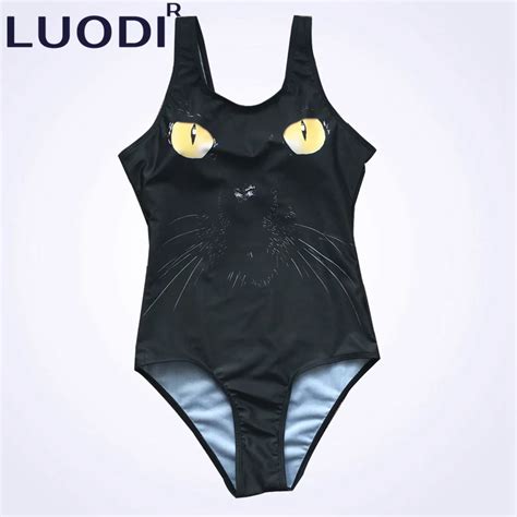 Sexy Women Bikini Swimsuit Female Backless Cat Head Print Women Lady Swimwear Crossing Beach