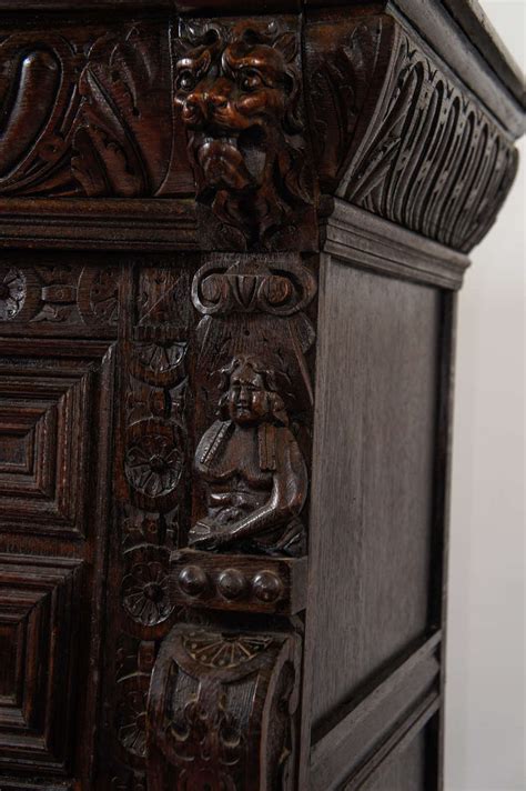 Antique Hand Carved Oak Cabinet For Sale At 1stDibs