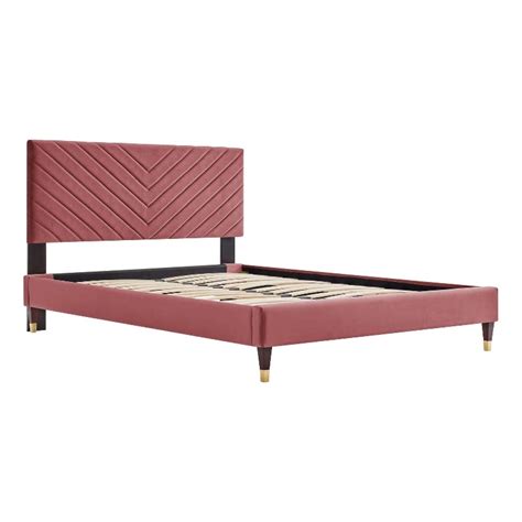 Modway Roxanne Modern Performance Velvet Queen Platform Bed In Dusty