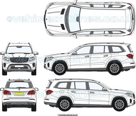 Mercedes Gls Blueprint 2018 Onwards Vehicle Outlines