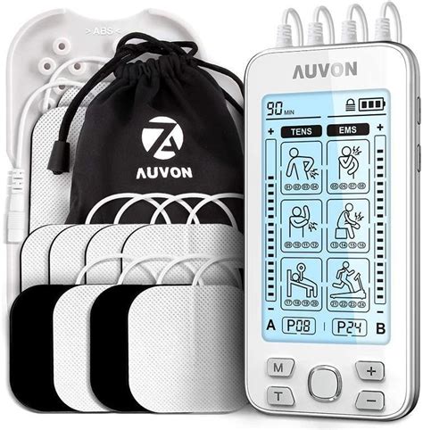 AUVON 4 Outputs TENS Unit EMS Muscle Stimulator Machine For Pain Relief